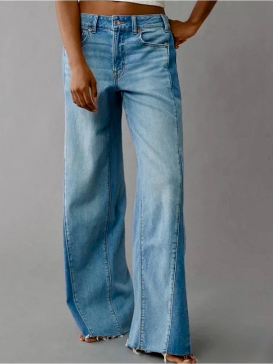 American Eagle Outfitters Denim - American Eagle Patchwork Low Rise Baggy Wide Leg Jeans 8